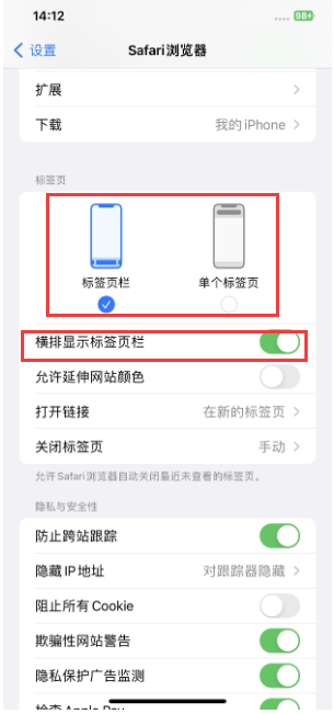 江城苹果手机维修分享Safari浏览器如何切换标签栏位置 